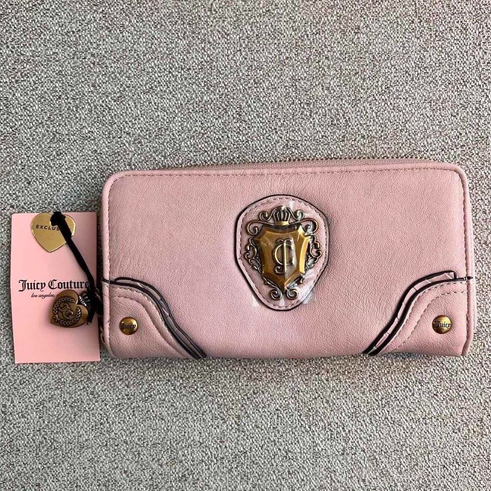 juicy couture romance single zip around wallet in dusty blush pink (NWT)